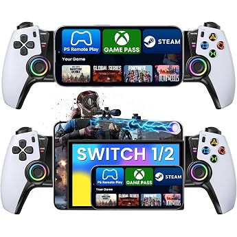 HASACOOL Handy-Controller Bluetooth f&uuml;r Smartphone &amp; Switch | Hall Effect No Drift for iPhone/Android/Switch/iPad Mini, PS Re