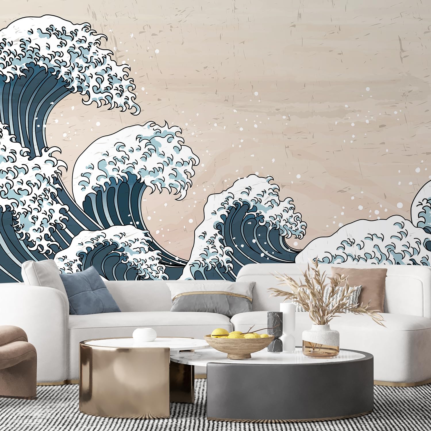 SIGNFORD Wall Mural Japanese Style Removable Wallpaper Wall Sticker for Bedroom Living Room - 100x144 inches