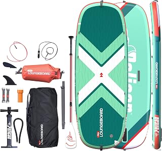 Pelican LoungeBoard 9ft Inflatable SUP Stand Up Paddle Board - Ultra-Stable for Yoga, Lounging & Adventure, Paddle Bag & Island Connect Included - Turquoise