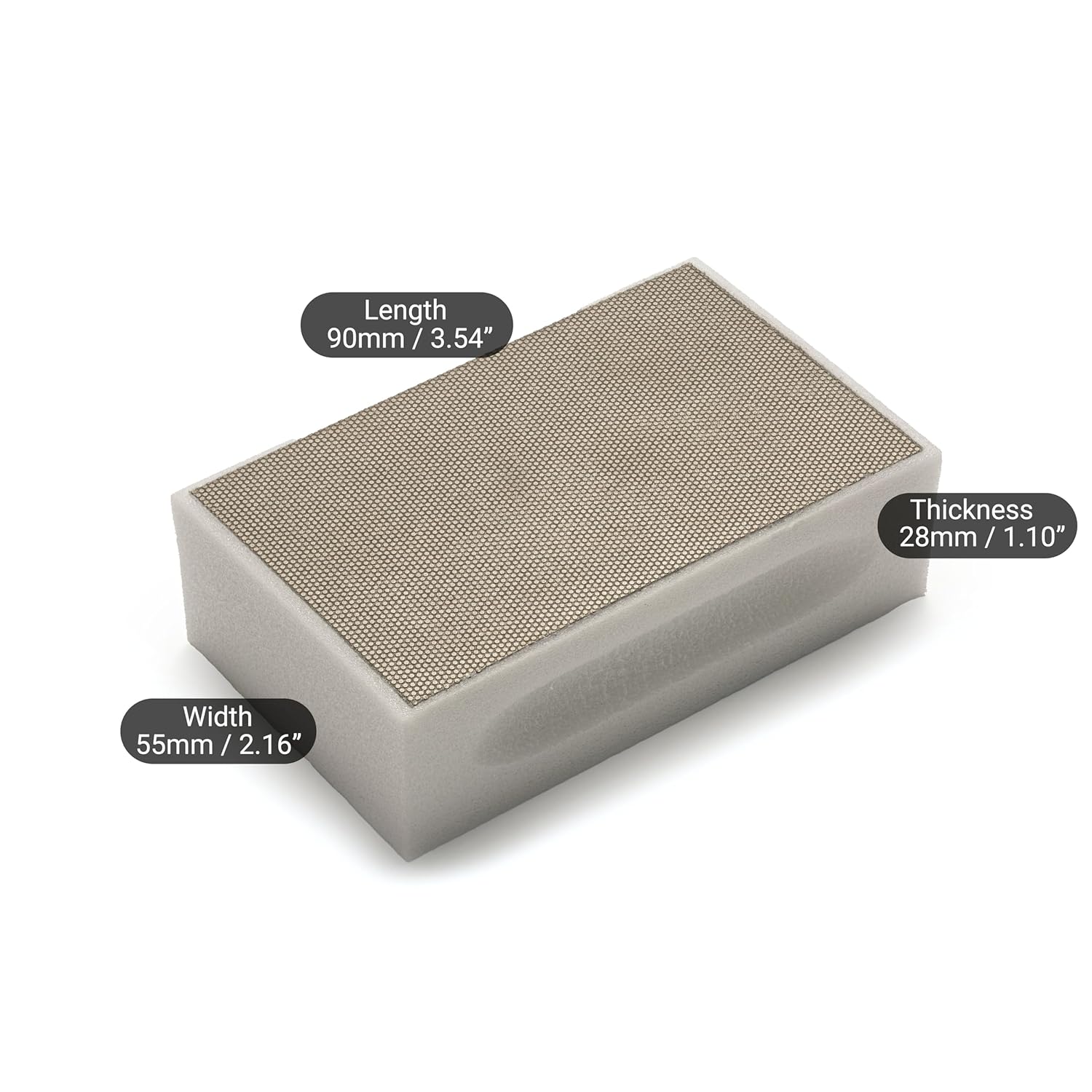 Glass Polish (Grit 600) Pack of 2 PRO Diamond Hand Pad Sanding Block for Smoothing, Edging and Polishing - 3.74” x 2.16” (95x 55mm) - GP15100