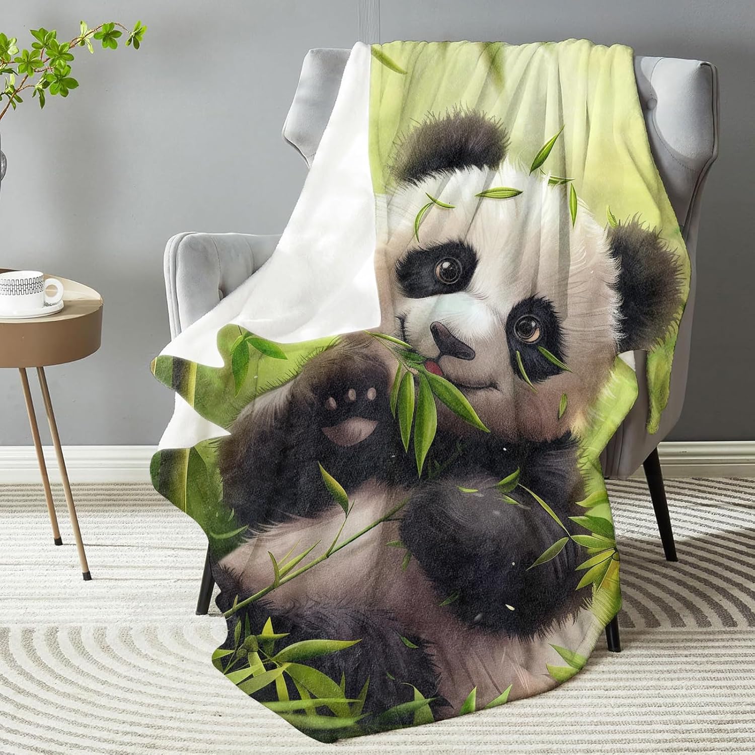 Cute Panda Throw Blanket - Soft Plush, Lightweight, Warm, Fuzzy Anti-Pilling Flannel Blanket for Bedroom, Couch, Travel, Office, Outdoor - Cute and Comfy Gift for Men and Women 50in×60in - Image 2