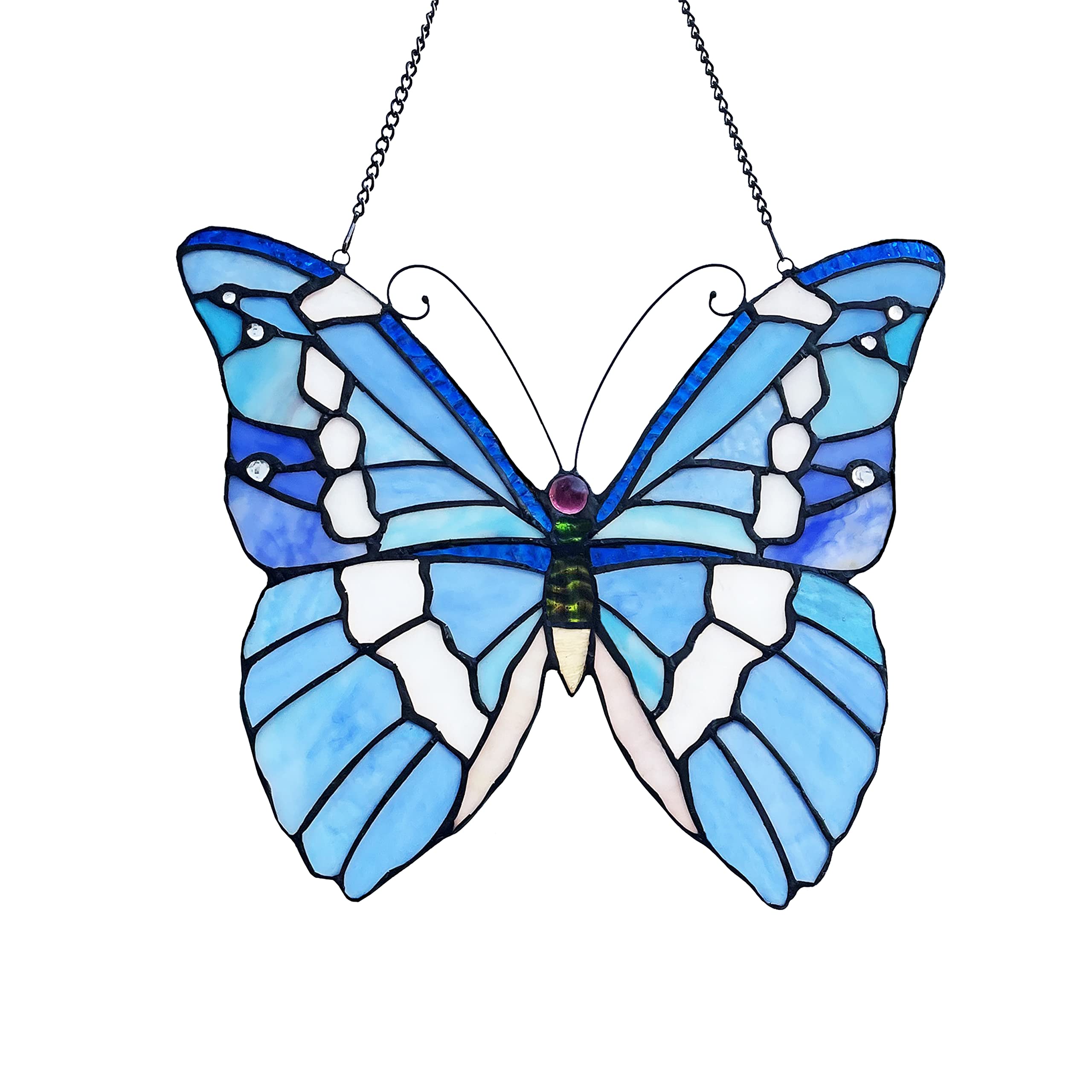 Radiance Goods Butterfly Tiffany-Style Stained Glass Window Panel 14