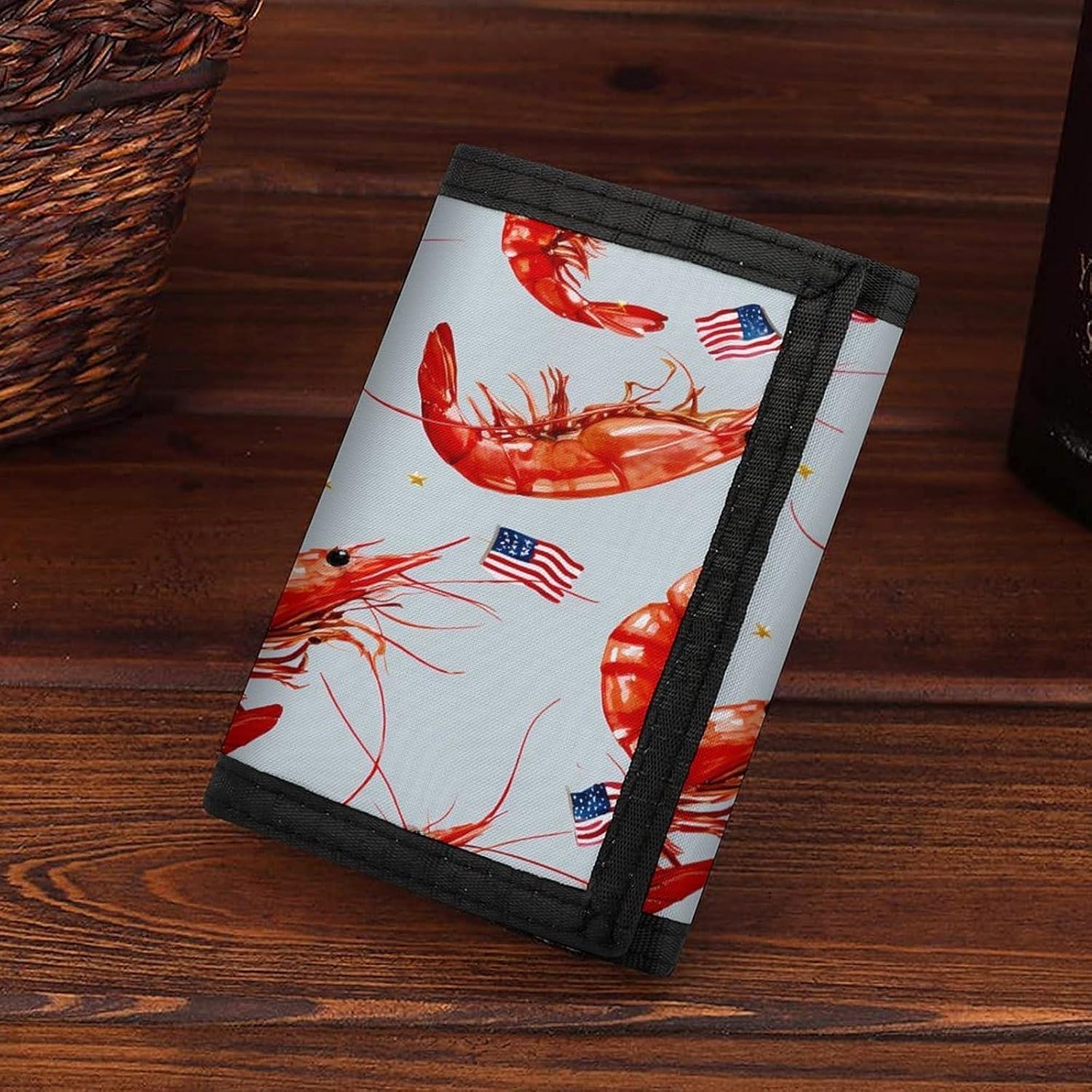 Shrimp U.S. Flag Trifold Slim Wallet Front Pocket With Money Clip And ID Credit Card Slots For Travel Work