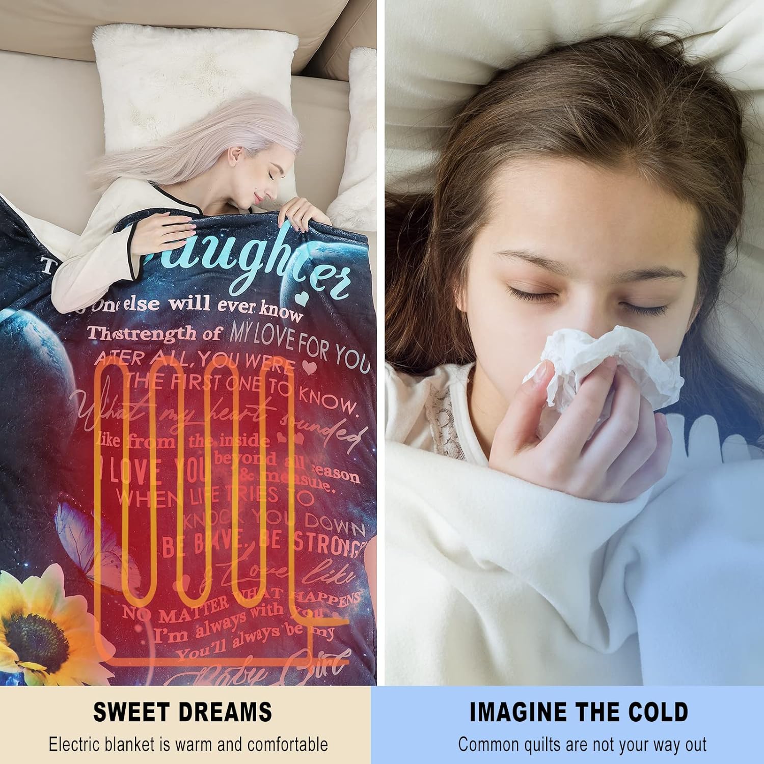 review Brithjaiy Daughter Electric Blankets Gifts-Daughter Gift from Mom for Daughter-Heated Blanket Present to Daughter-Birthday Gifts for Daughter -Positive Encourage and Love Blankets 60