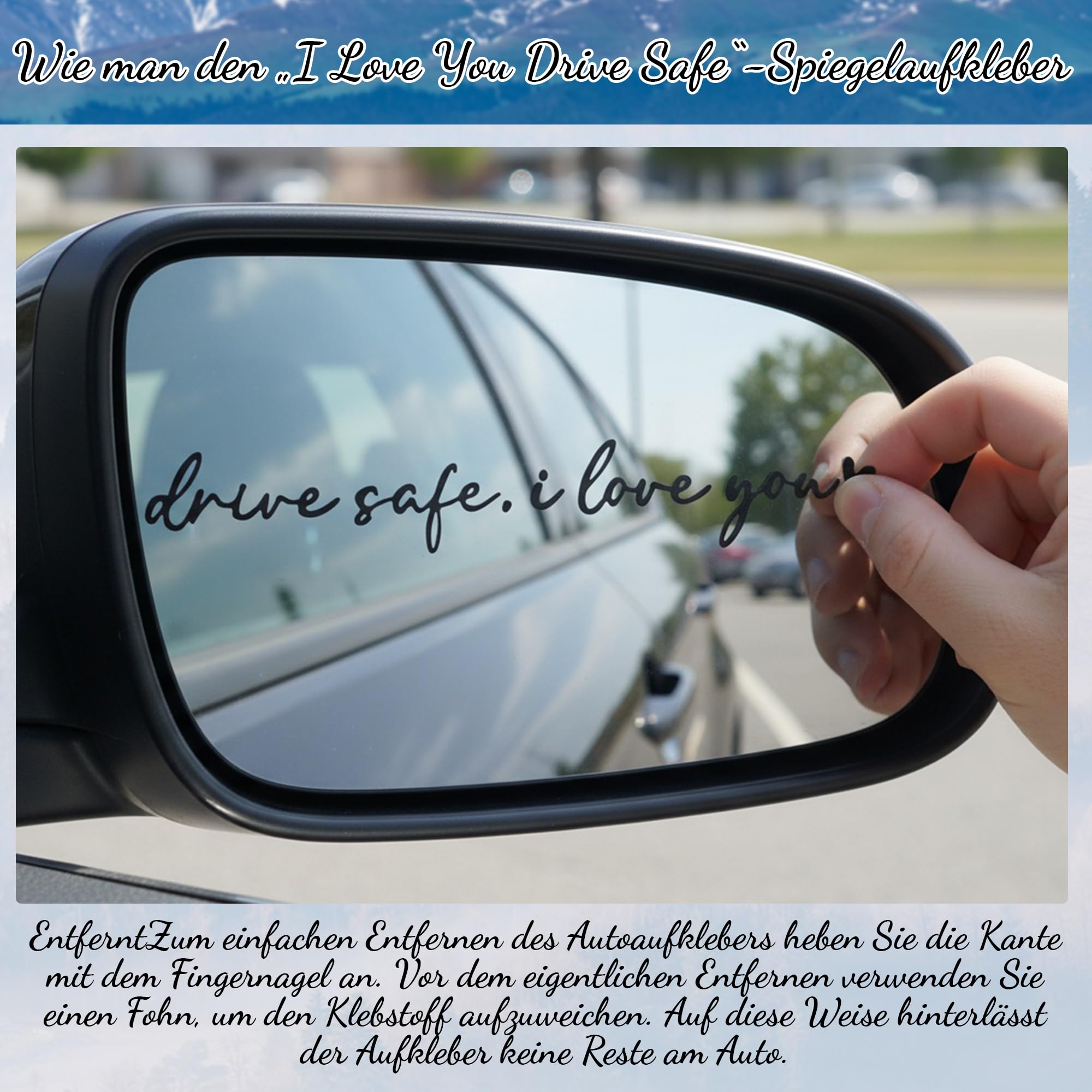 8PCS I Love You Drive Safe Aufkleber, I Love You Drive Safe Herz Aufkleber, Ich Liebe Dich Spiegel Aufkleber Spruch, Auto Aufkleber für Rückspiegel Autofenster
