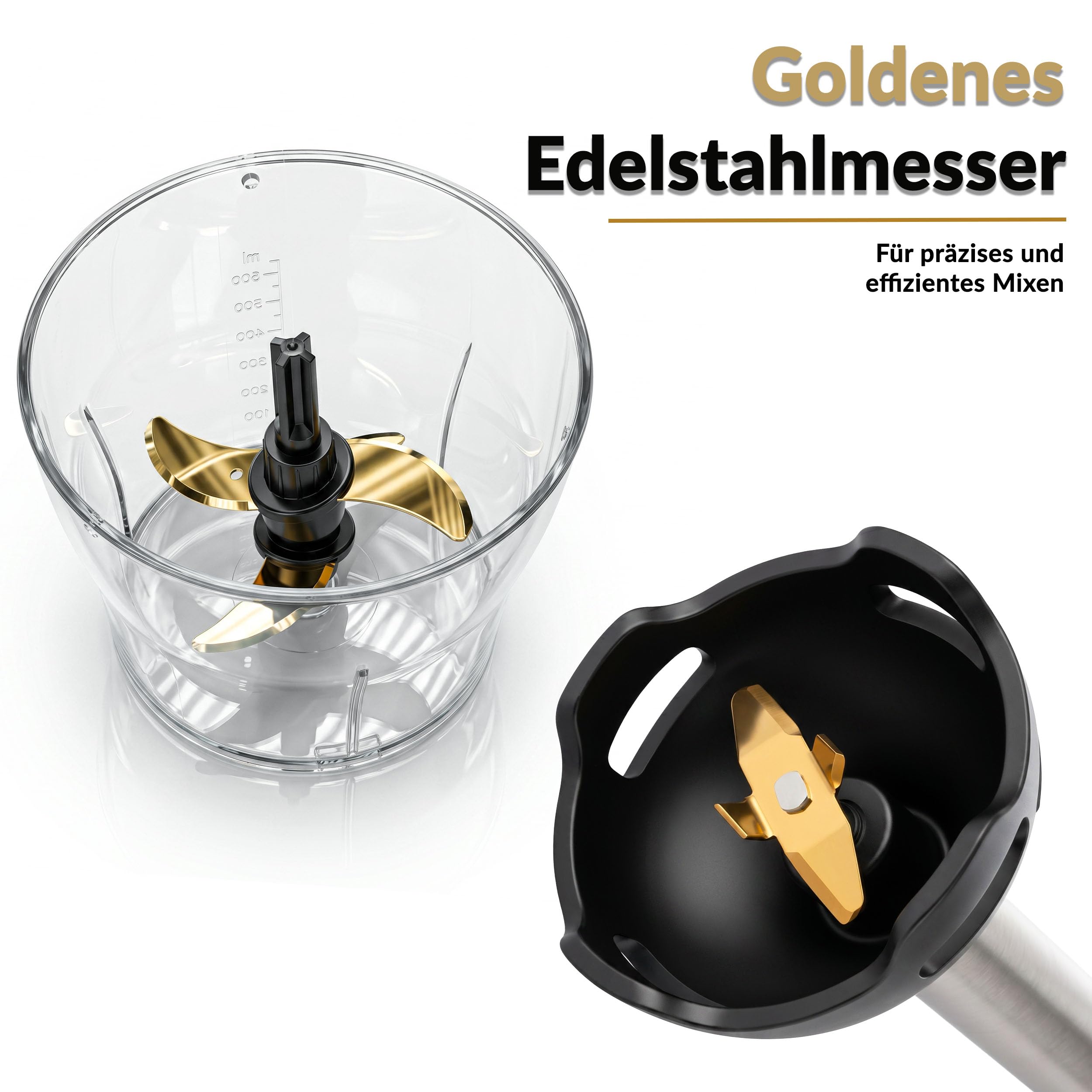 LEHMANN Blender ręczny zestaw 2000 W, wielofunkcyjny blender immersyjny 10 w 1, 12 stopni i funkcja turbo, 12 akcesoriów, system zapobiegający zarysowaniom, kubek 800 ml, rozdrabniacz 600 ml i