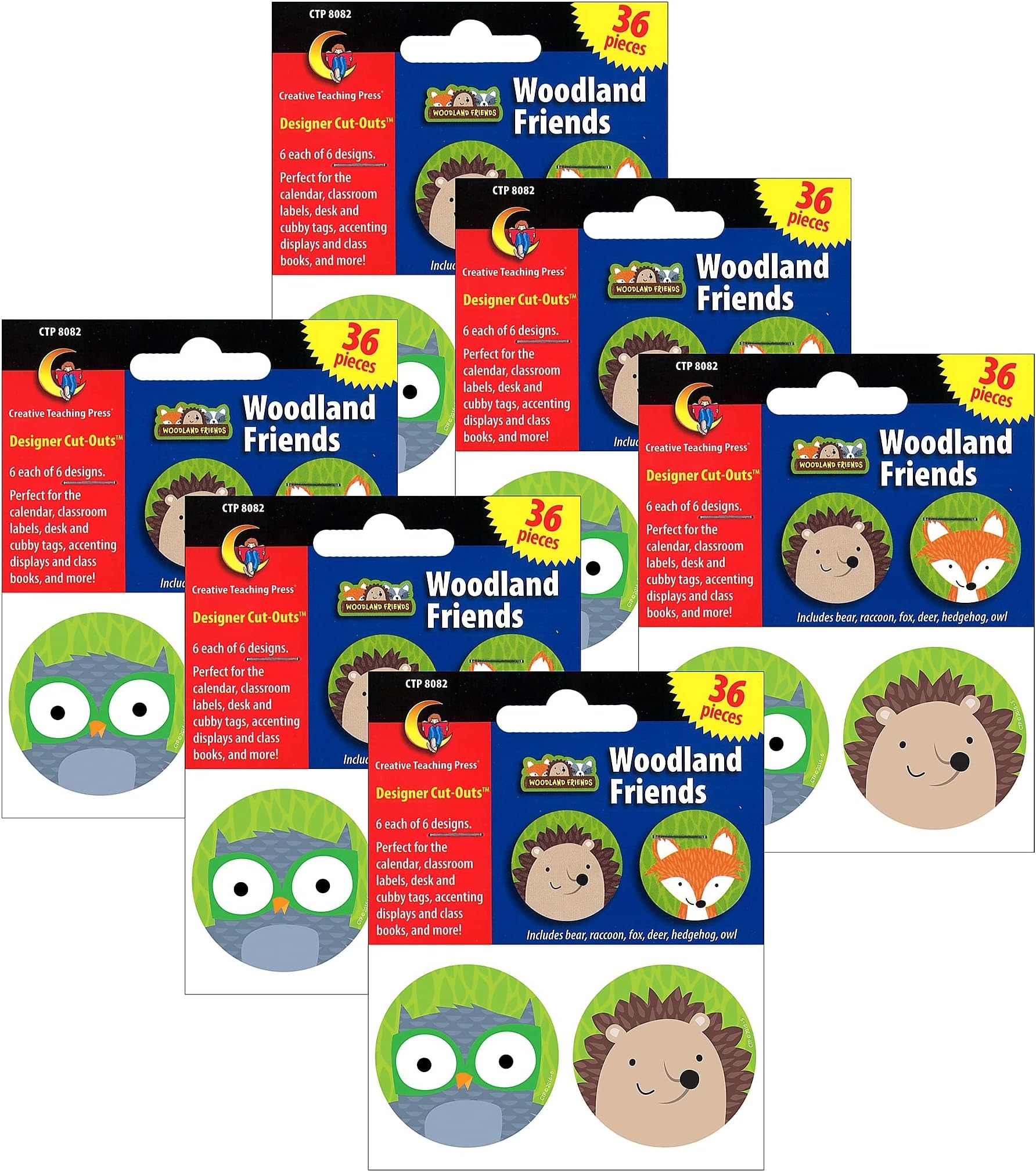 CTP Woodland Friends 3" Designer Cut-Outs, Set of 36 accents, 3” Each (Creative Teaching Press 8082)