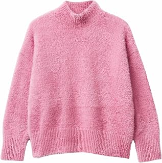 United Colors of Benetton Maglia Lupetto M/L 19BAC200I Maglione, Rosa, 150 cm Bambina