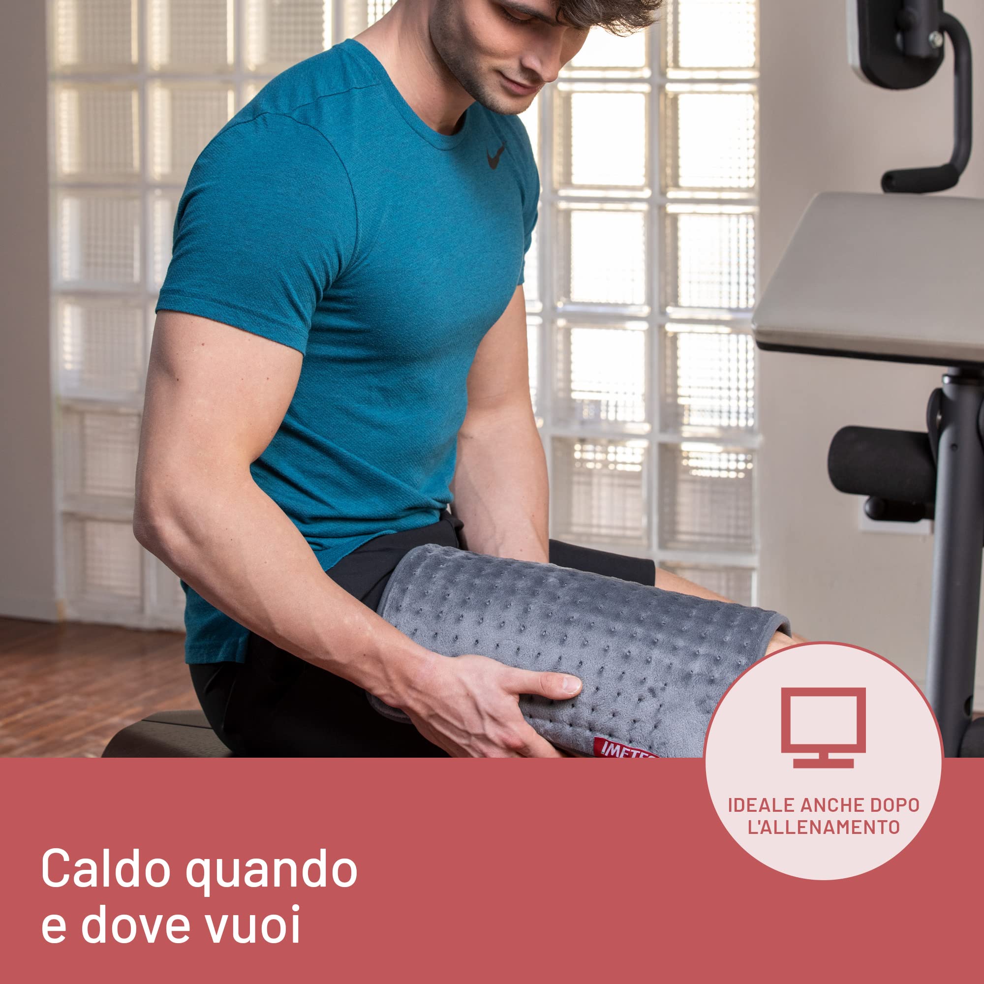 Imetec Intellisense Essential, Termoforo Multiuso, Cuscino Termico, 40x35 cm, Tessuto Anallergico, 5 temperature, Electro Block di sicurezza, Lavabile in lavatrice