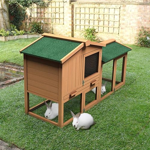 Vista 3 de Tangkula, jaula de 58 pulgadas para conejo, gallinas, para el patio trasero Natural