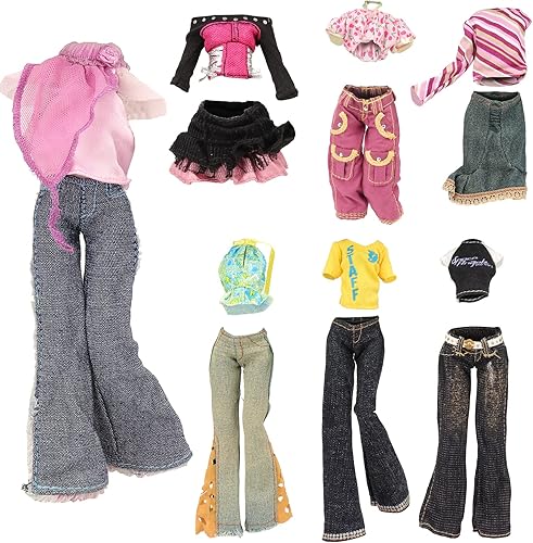 Miniatura 5 de BARWA 10 juegos de ropa de muñeca para niña monstruo de 11 pulgadas, trajes de moda casuales tops pantalones