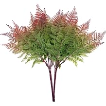Artificial Fern Plants, Fake Plastic Shrubs Bushes Grass Ferns Leaves Decor for Home Indoor Outdoor Garden Party Verandah Wedding DIY Table Arrangement Decoration Planter Filler 2 Pcs