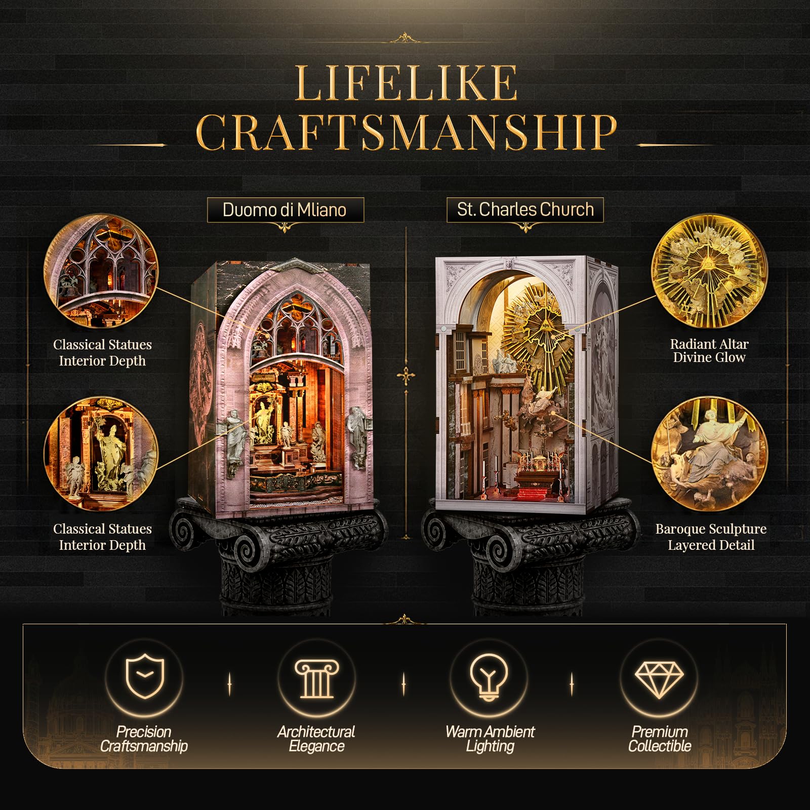 MiniCity Book Nook Kit 3D Holzpuzzle Booknooks DIY Modellbausätze Erwachsene zum Baue Miniatur Haus Bücherregal Nook Book mit Licht lustiges Geschenke Geburtstagsgeschenk