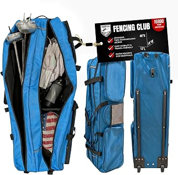 Two Compartment Fencing Bag, Wheeled Sports Bag for Foil Epee & Saber, Competition Roll Bag, Competition Team Bag Adjustable Compartments