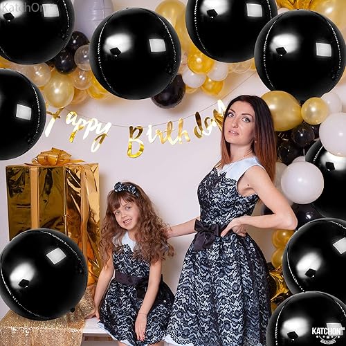 Miniatura 5 de KatchOn, Globos de aluminio plateados y negros, 22 pulgadas, paquete de 24 unidades, globos grandes de aluminio negro, globos de Mylar negros para
