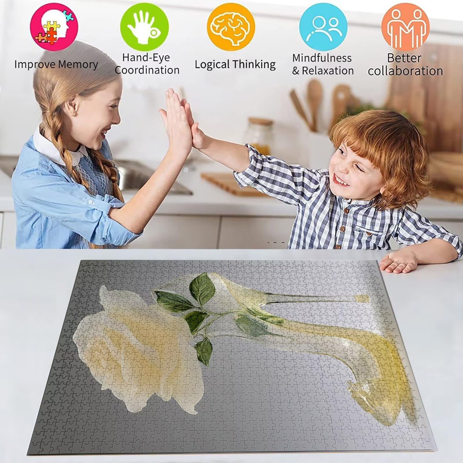 Puzzle Rose Puzzle 5000 Teile, Holzpuzzle Erwachsene, Mehrfarbig Holzpuzzle, Klassische Puzzles Kristall-Hausschuhe Wooden Jigsaw für Erwachsene Und Kinder 14 Jahren, Home Wand Dekor, 156x105cm D-816
