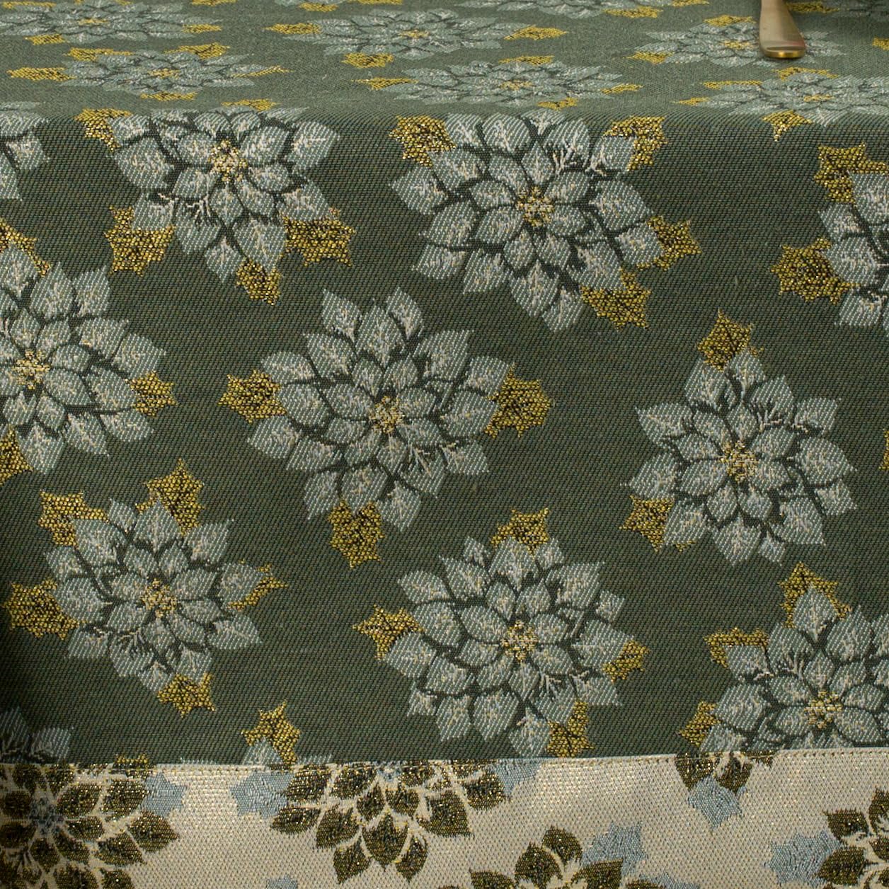 Weihnachts-Tischdecke für Weihnachten, Baumwoll-Polyester mit Motiv Poinsettia, genäht mit Manschette für 5 cm, Grün Elegance Naldo 3786 (150x250 cm)