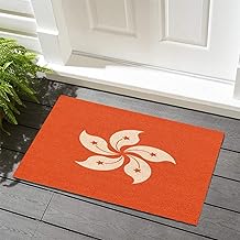 Coir Fiber Door Mats Outdoor 16x24in Hong Kong Custom Doormat City Flag Souvenir Entry Door Rugs Stain and Fade Resistant Stylish Farmhouse Décor for Indoor Front Porch