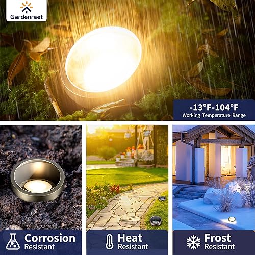 Miniatura 4 de Luces LED de bajo voltaje de latón macizo para paisaje, 12 V LED para exteriores con bombilla LED PAR36 de 6 W, 3000 K, blanco cálido (parte