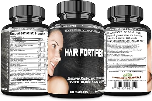 Miniatura 7 de Hair Fortificed - Producto para el crecimiento del cabello  Vitaminas para el cabello  Biotina 10000 Mcg  Queratina  Suplemento para el cabello de
