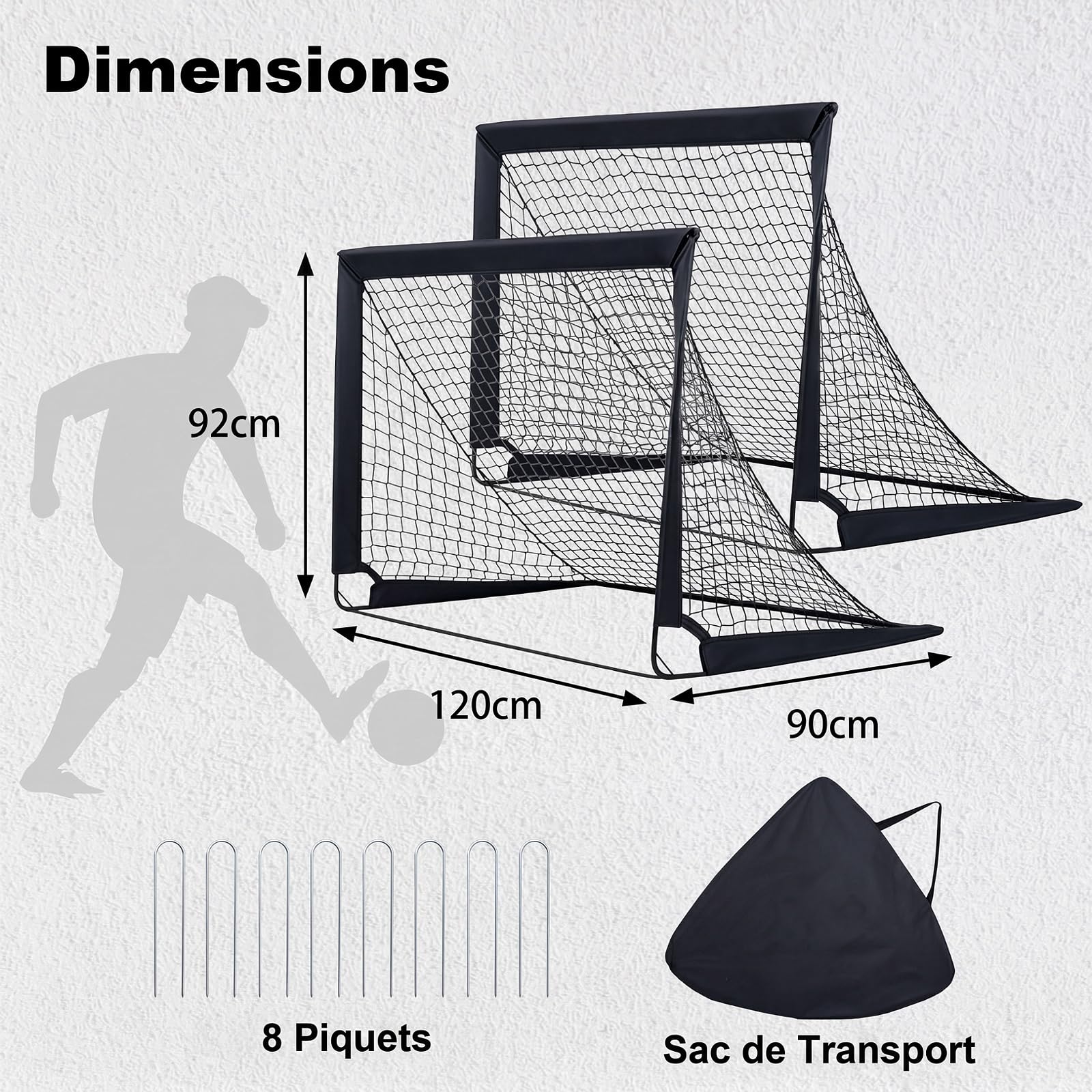 COSTWAY Lot de 2 Cages de Foot Portable Pop-up