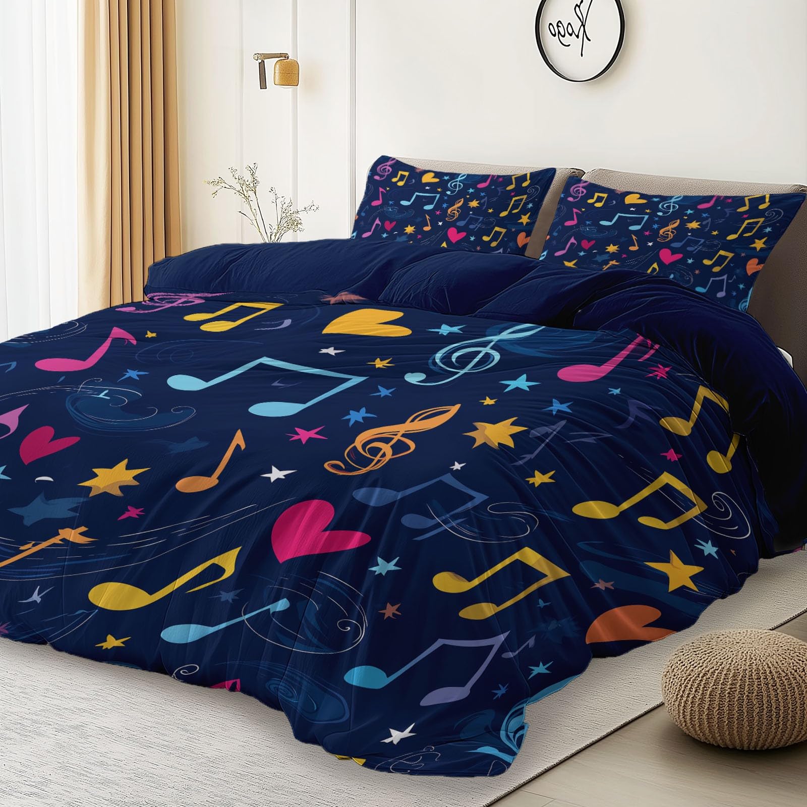 Housse de couette imprimé musique bleu pour remplacer vos draps rêches