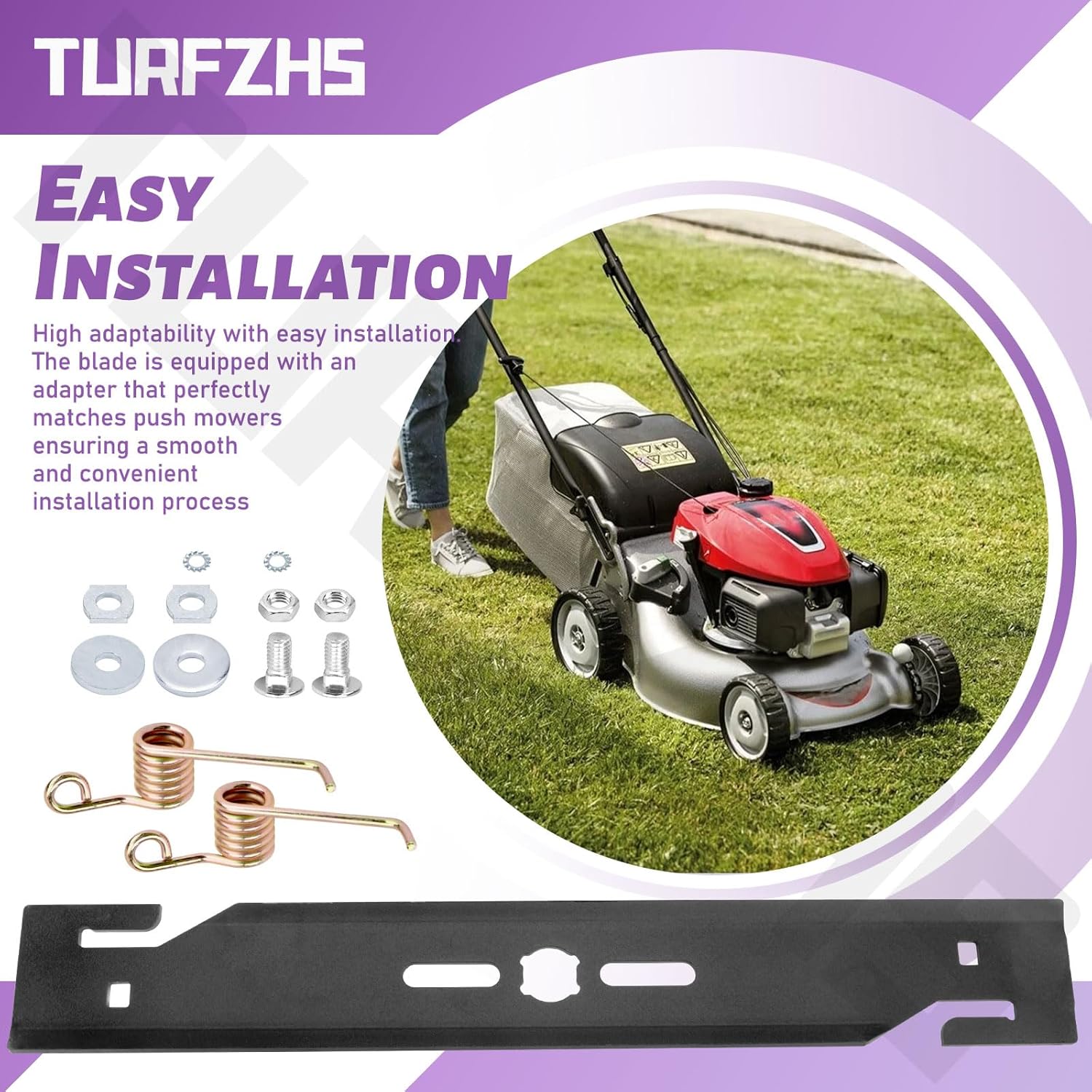 490-100-0111 490-100-0008 16-Inch Detatching Replacement Mower Blade w/Mounting Hardware for Arn-Old Ryobi Craftsman Lawn Mower, Replace 490-100-0012 645-80116A