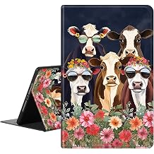 Case for All-New Kindle 10th Generation 2019 Releas,PU Leather Slim Standing Smart Cover Case with Auto Sleep/Wake,ONLY Fit Kindle 10th Gen 2019 e-Reader,Cows with Flower