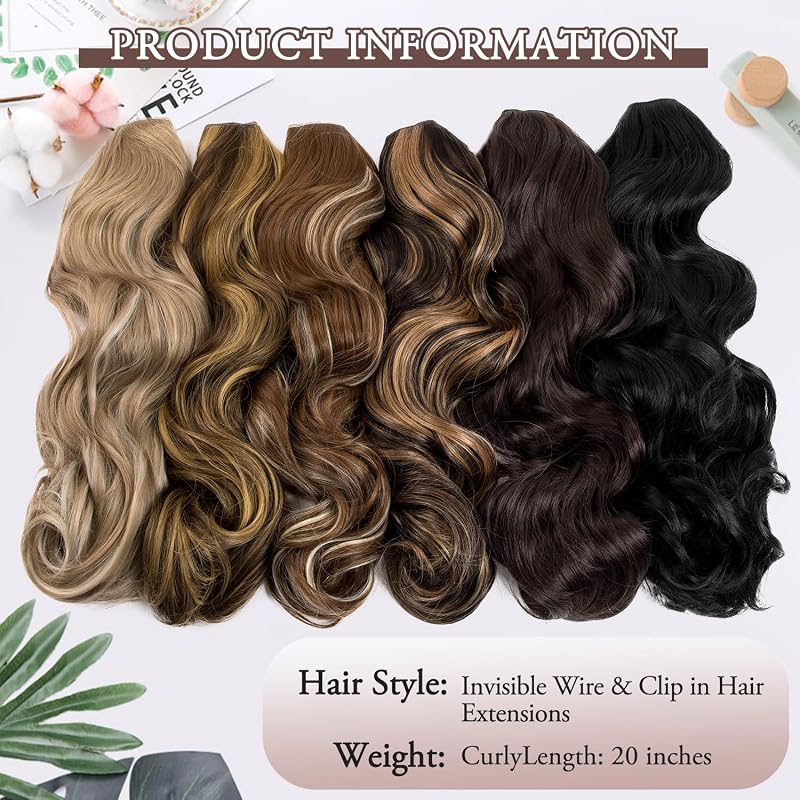 HANDAOYOU U-Lace Clip-in Extensions Dark Brown – Five secure clips for all day hold