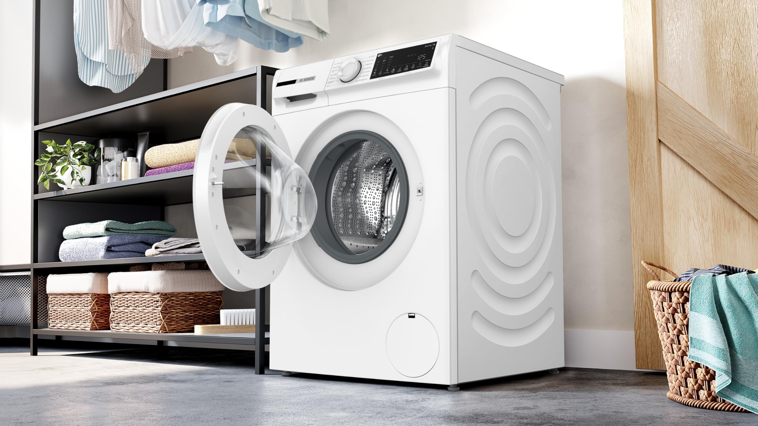 Bosch Serie 6 Smarte Frontlader-Waschmaschine 10 kg 1400 UpM WGJ2540S1 | Iron Assist reduziert Knitterfalten, Fleckenautomatik gegen 4 Flecken, Ariel Express 30 Programm, AquaStop