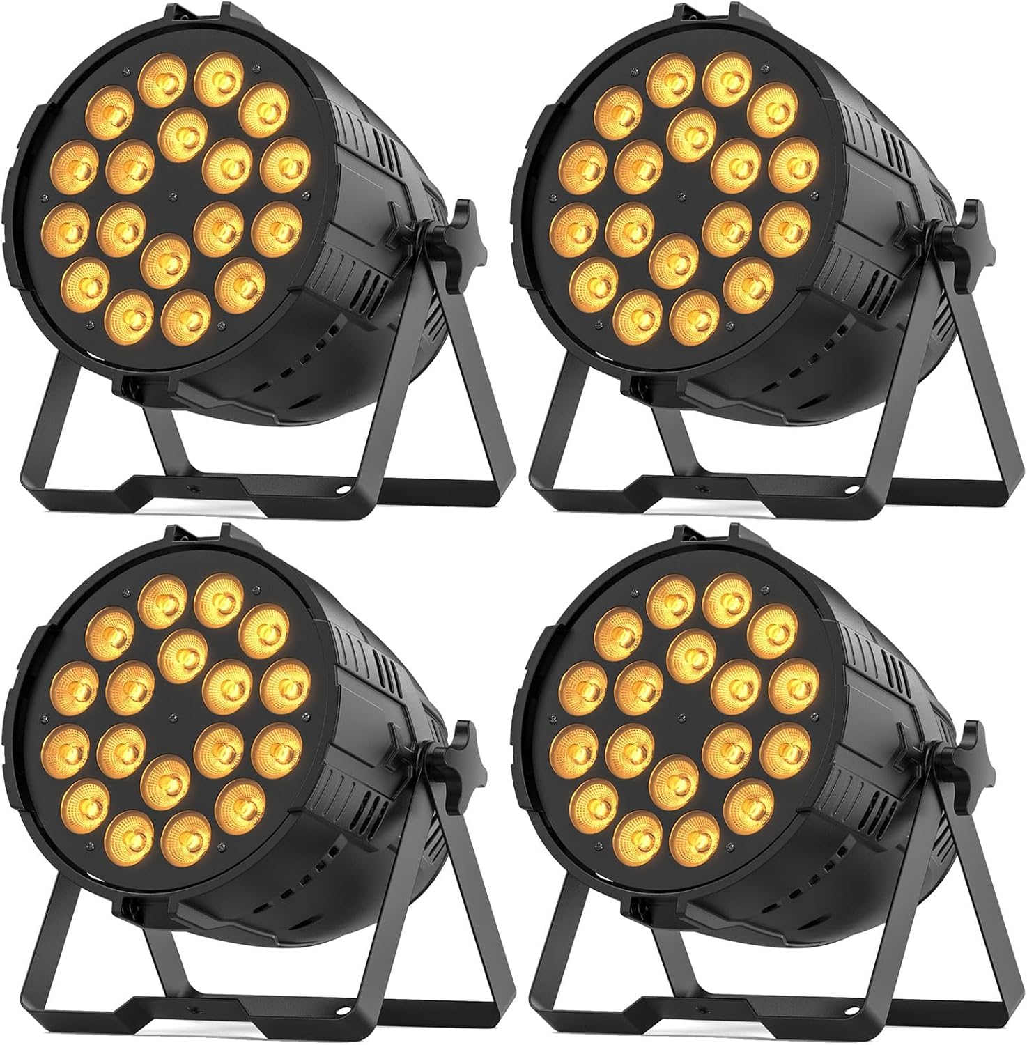 200 W Stage Par Lights, RGBL 4-in-1 LED Par Can Light with DMX512 Sound Activated Controlled Aluminum LED Uplights, Stage Lights for Parties DJ Wedding Festival Events Church Theater(4 Pack)