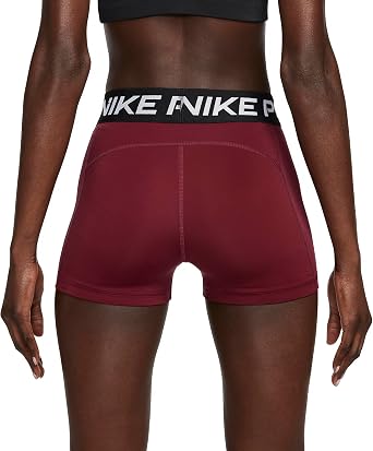 Nike Women's Pro 3in Training Shorts (US, Alpha, Small, Regular, Regular, Dark Beetroot/White/Black)