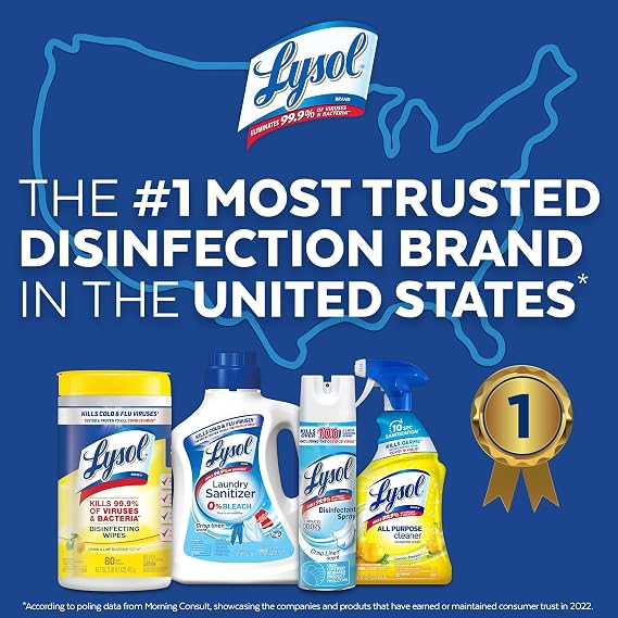 Lysol Disinfectant Spray, Sanitizing Spray, for Disinfecting and Deodorizing, Crisp Linen, 19 Fl. Oz (Pack of 4, 8 Count Total)