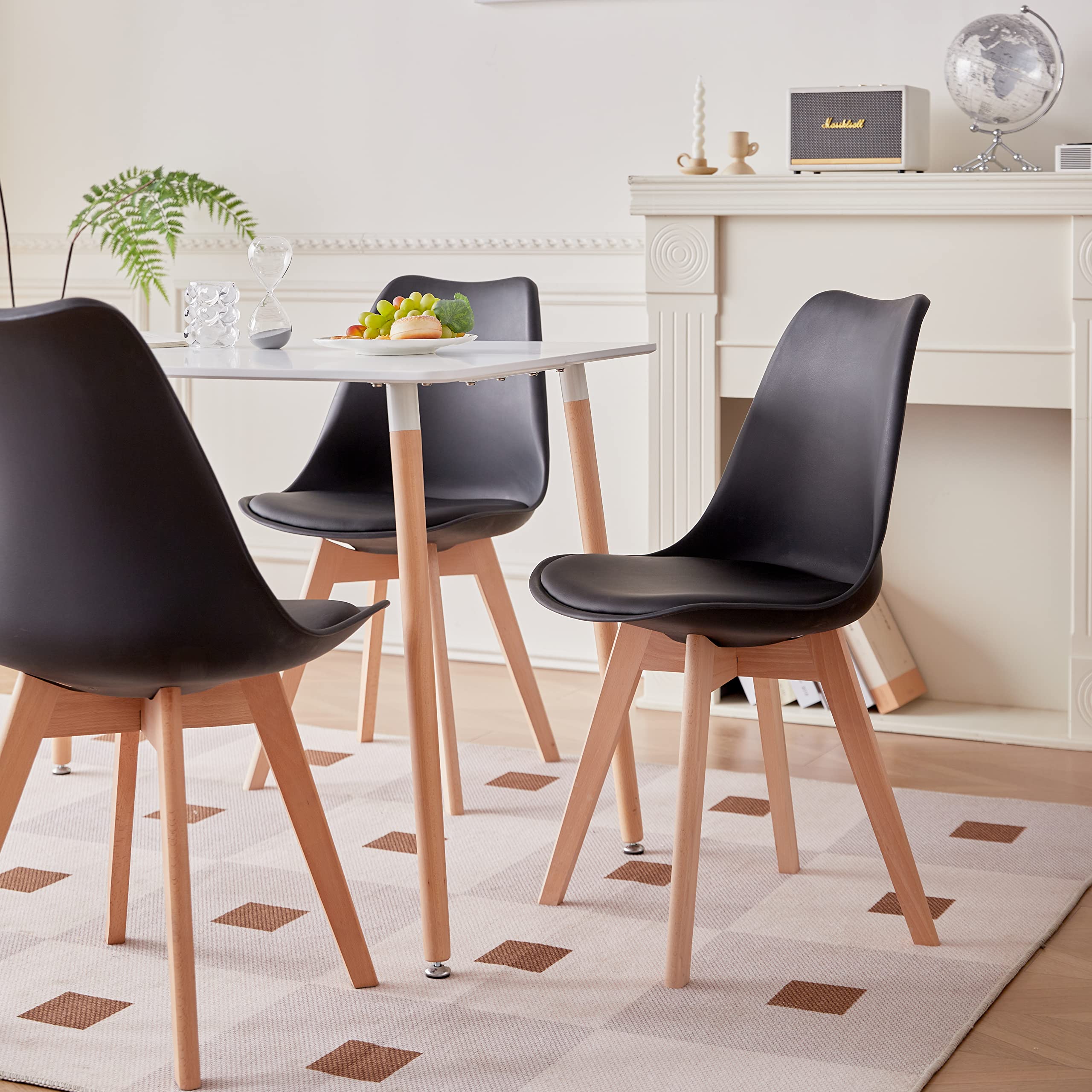GrandCA HOME Tavolo da Pranzo Moderno e 6 Sedie da Pranzo, Tavolo da Cucina Rettangolare con Struttura di Giunzione (6 Sedie Nero+1 Tavolo)