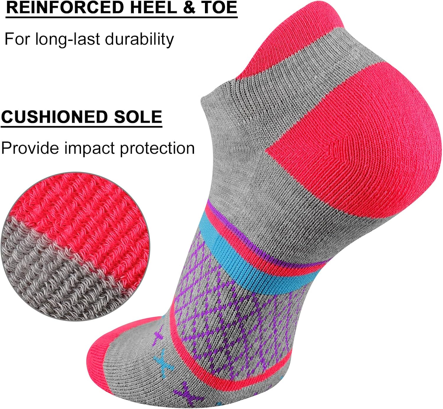 Eallco Womens Socks Ankle Athletic Socks Short Running Socks With Cushioned Sole 6 Pairs - Image 4