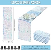 Vista 2 de Juego de 5 caminos de mesa de lentejuelas iridiscentes de 12 x 108 pulgadas, camino de mesa rectangular con purpurina para cumpleaños, bodas