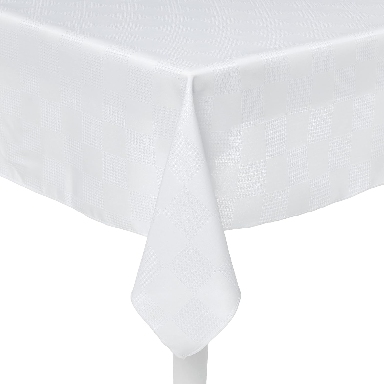 Sana Enterprises Dining Tablecloth (White) Premium Quality, Attractive Design, Polyester Fabric for Weddings, Banquets or Daily use, 60x144 inches Rectangle Washable, Stain, Wrinkle and Heat Resistant