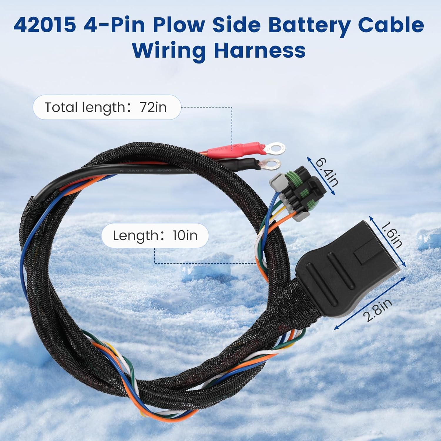 42015 4 Pin Truck Side Battery Cable Wiring Harness, Fit for Western SnowEx Fisher Blizzard Snow Plow, Truck Side Power Cable Set