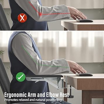 Ergonomic Arm/Elbow Rest for Desk, Foldable Rotating Black