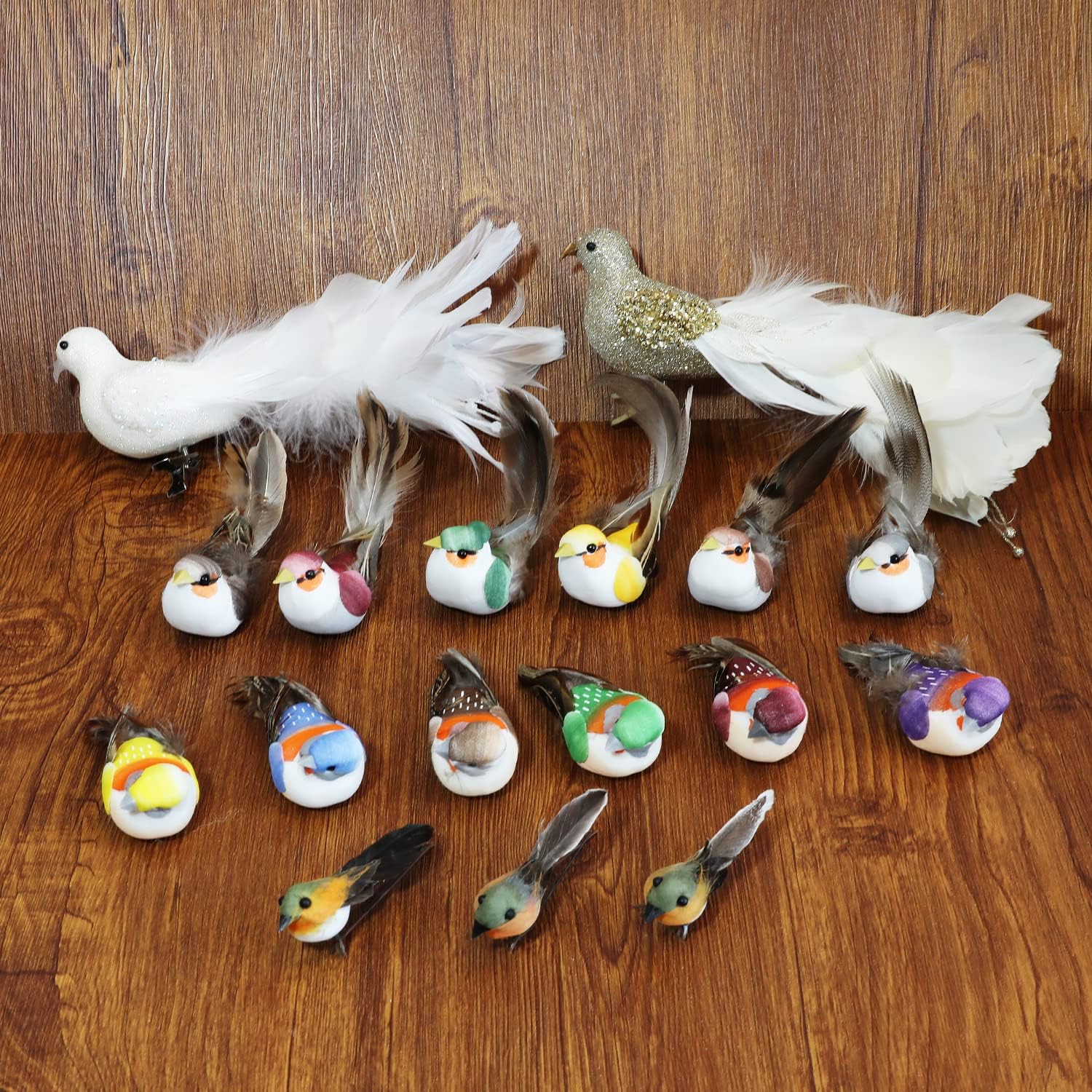 Yolococa Champagne Christmas Tree Decoration Birds,10x2x2 inches,2pcs - Image 9