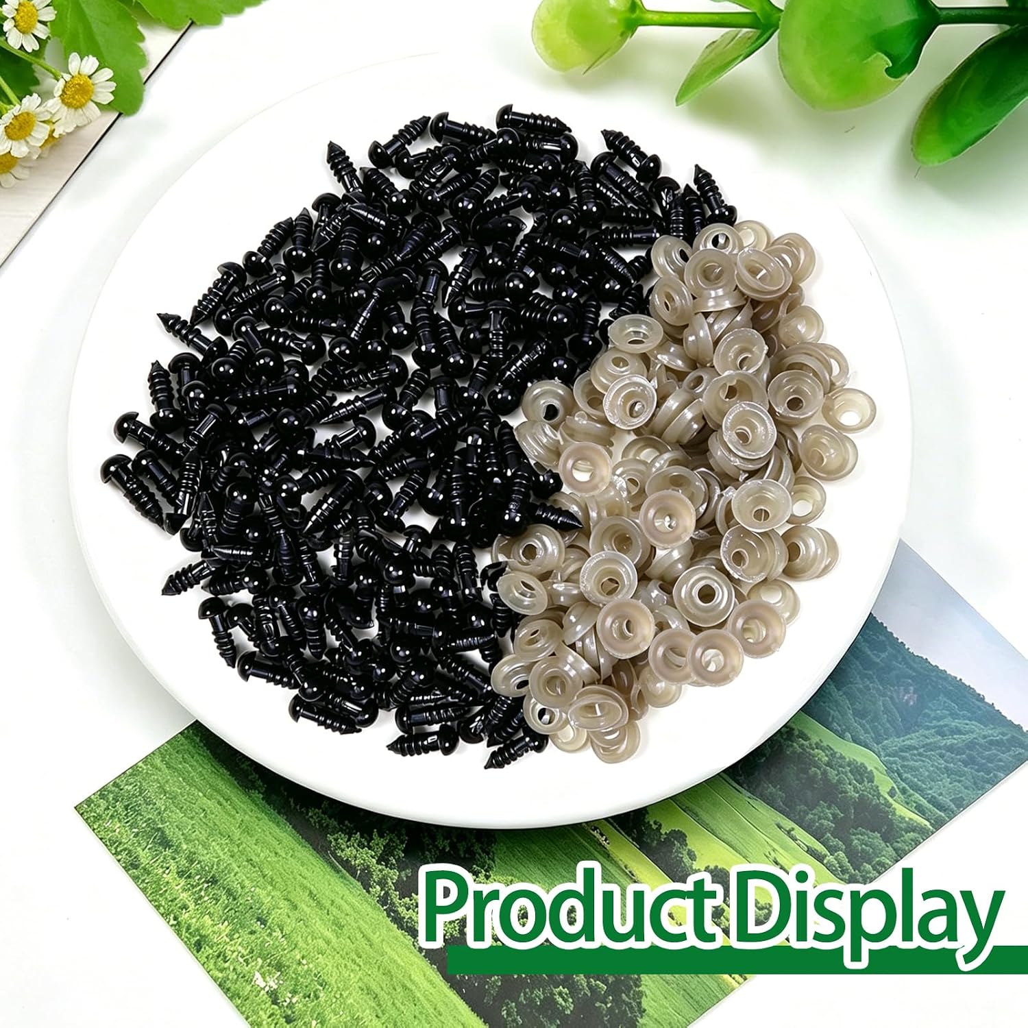 TOAOB 150pcs 6mm Safety Eyes for Amigurumis Craft Crochet Eyes with 150pcs Washers Black Doll Eyes for Crocheting Stuffed Animals Doll Making