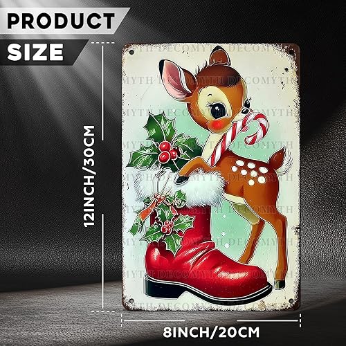 Miniatura 4 de Letrero de metal retro de Navidad con reno para decoración de cocina de invierno para estaciones de cacao caliente, rincón de café, ambiente