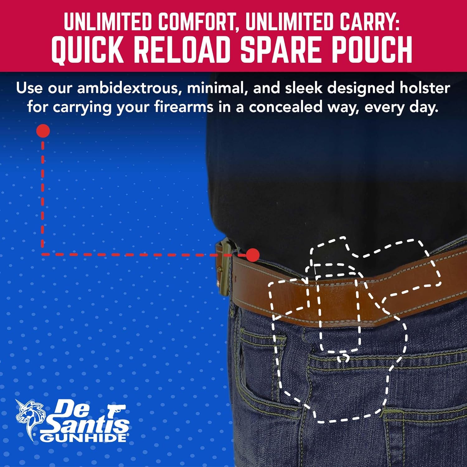 Desantis Pro Stealth IWB Holster - Conceal Carry Holster, Fits Most Large Frame Double Action & Semi Autos Up to a 4" Barrel, Glock 17/19, FN 509, S&W M&P 9/40 4.25"- Ambidextrous, Black