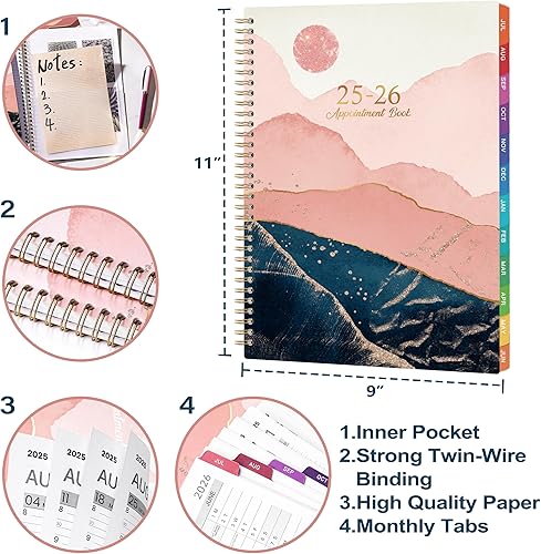 Miniatura 6 de Agenda 2024-2025  Agenda académica 2024-2025, julio 2024  junio 2025, agenda semanal y mensual en espiral con pestañas, 8 x 10 pulgadas, plantas