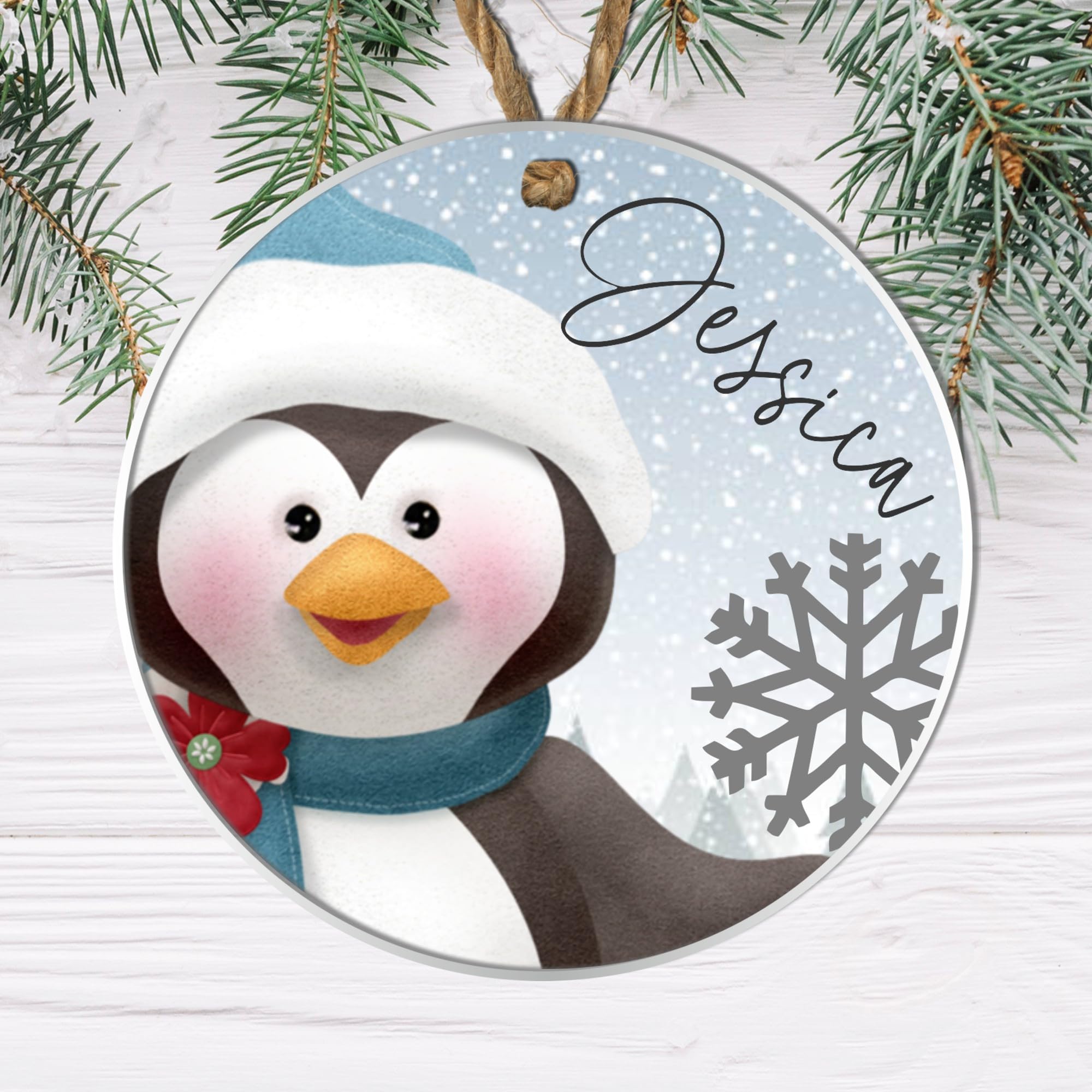 Personalised Christmas Tree Name Bauble - 12 Unique Designs (Elf, Santa, Reindeer, Snowman, Penguin, Polar Bear) (Design 1, Acrylic Indoor & Outdoor Use)
