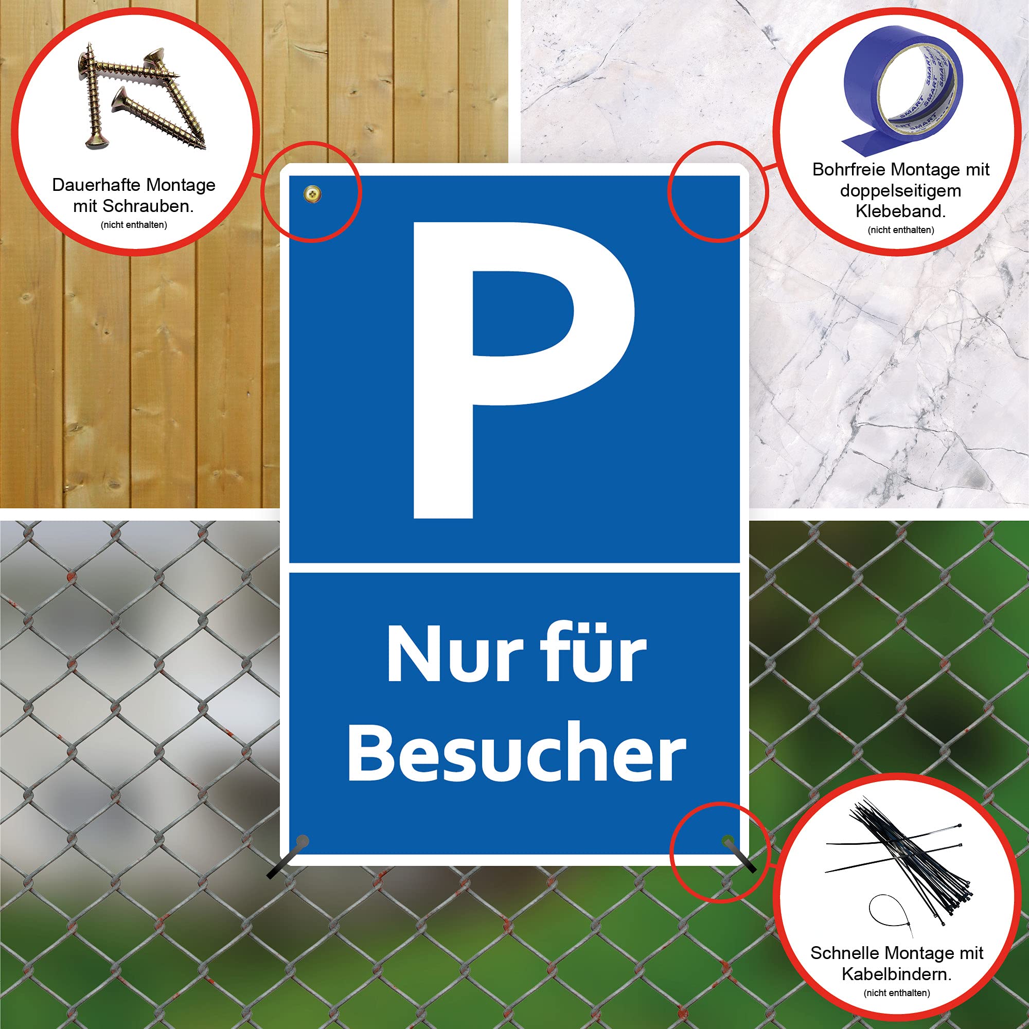 Warnschild Visitors Parking – Aluminium-Schild Mit Geradem Pfeil, 30,5 X 20,3 Cm, Für Outdoor & Indoor