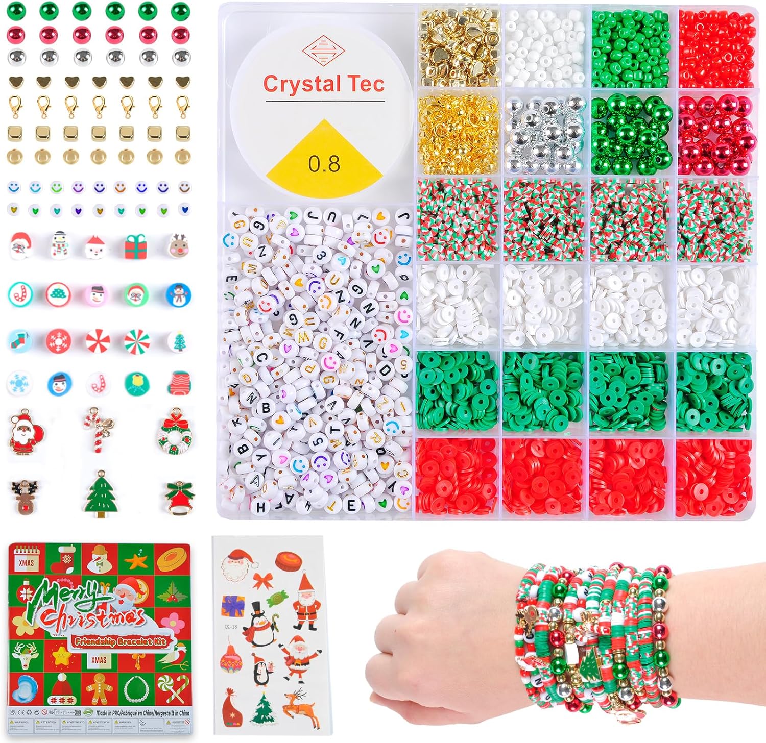 WUZOE Christmas Clay Beads Kit for Bracelets Making,6666