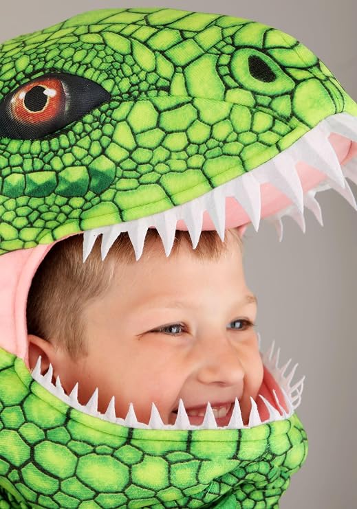 Toddler Green Iguana Costume for Kids with Jumpsuit and Headpiece | Lizard Reptile Halloween Animal Outfit