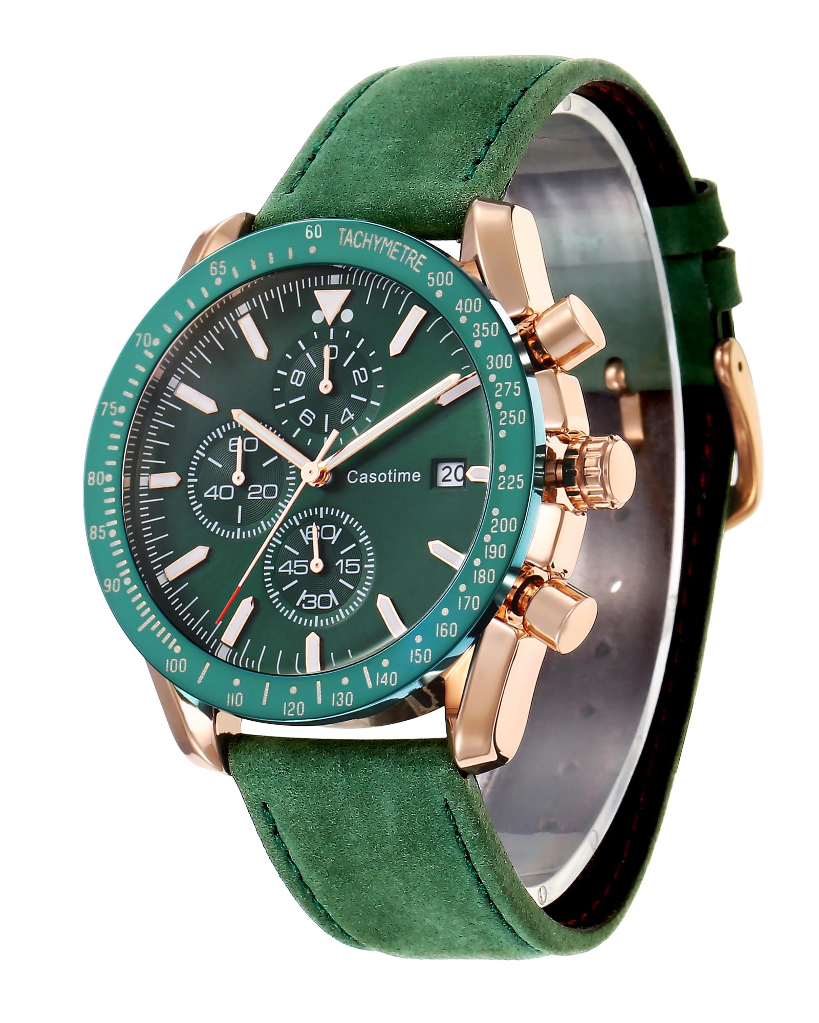 Men's Leather Band Chronograph Watch - 30M Waterproof Big Face Analog Quartz Date - Work Sport Casual Classical Fashion Designer Dress Wrist Watch - Elegant Gift for Men