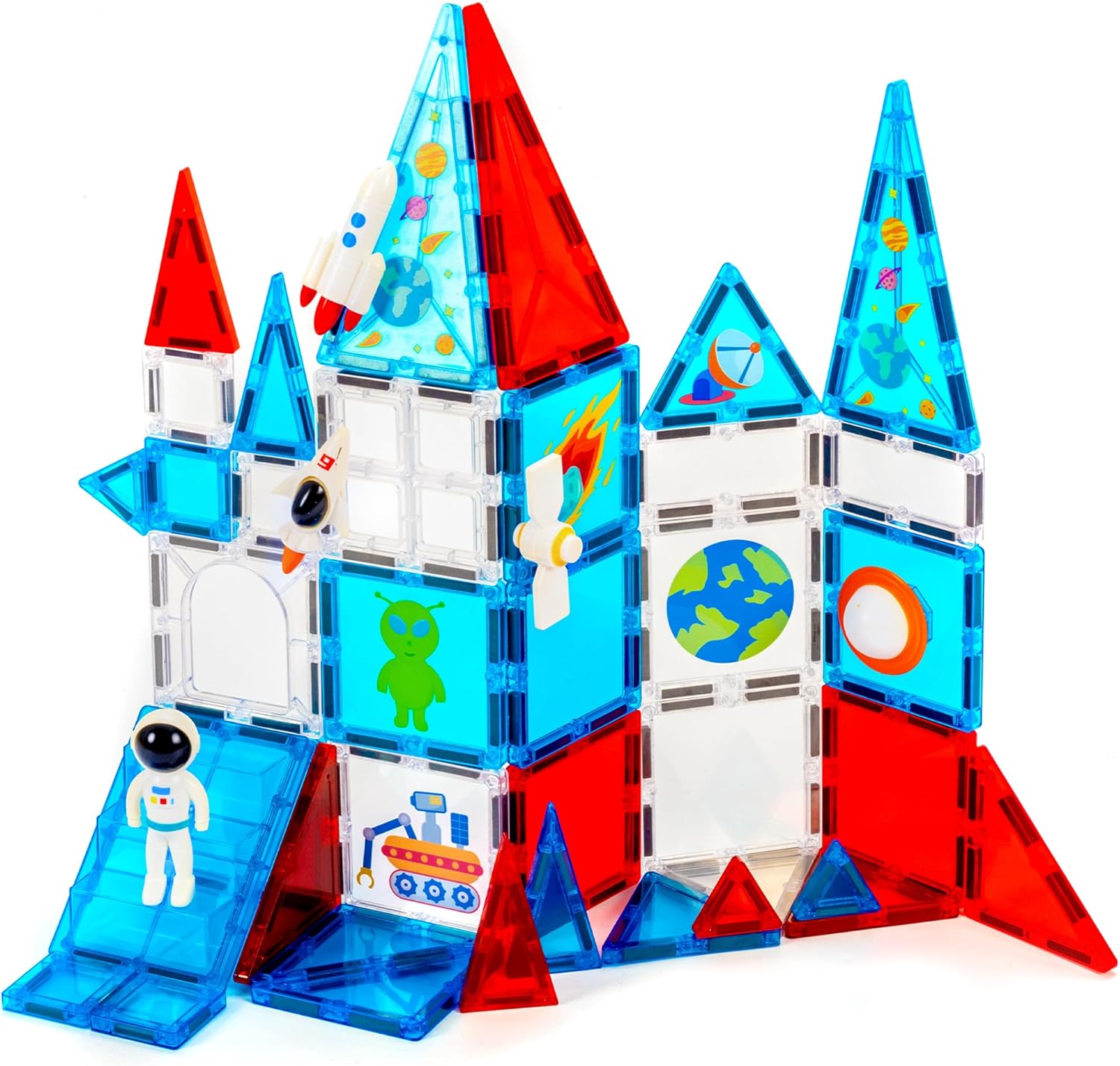 cossy Magnetic Tiles Police Set, Magnet Tiles with Policeman, Magnetic Tiles for Kids Ages 4-8, STEM Toys, Magnet Blocks for Boys and Girls, Creative Building Toys, Police